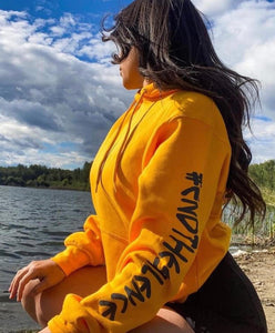 gold unisex hoodie with #endthesilence logo. ladies. men. gtfo. gtf outside. yellow hoodie.