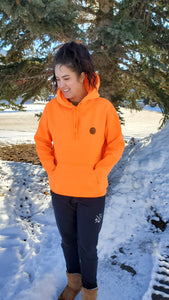 bright orange unisex hoodie. neon orange hoodie. ladies. men. gtf outside. gtfo.