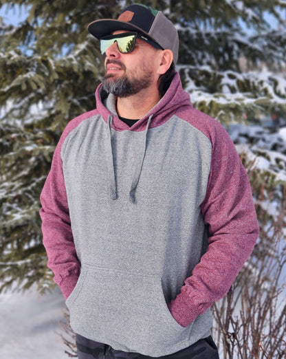 raglan unisex hoodie, maroon and grey hoodie, gtf outside, gtfo