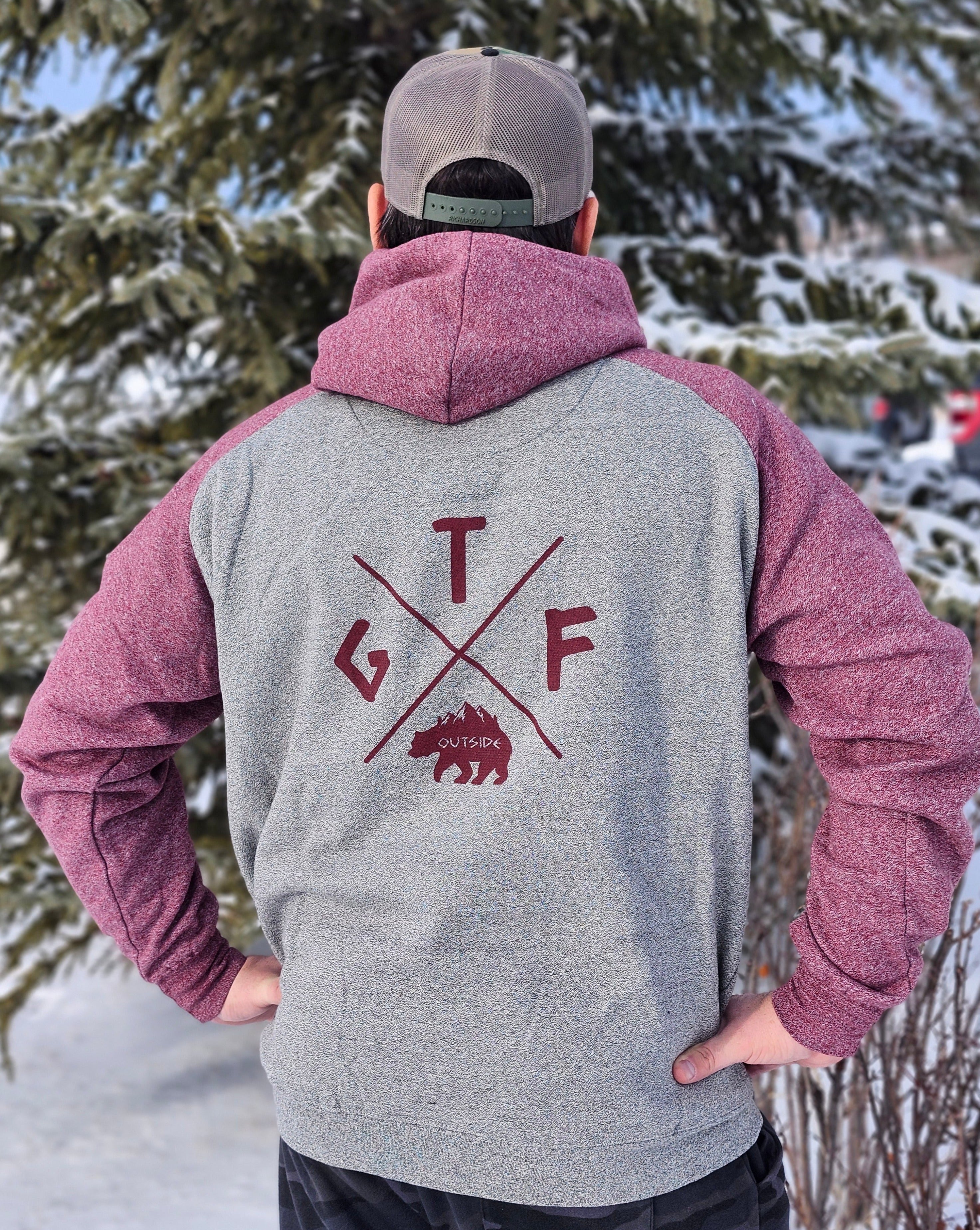 Maroon and grey hoodie online