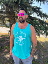 Load image into Gallery viewer, teal unisex tank top, cool mint tank, mens, womens, be bold logo, gtf outside, gtfo, get the f**k outside
