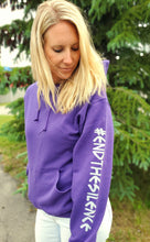 Load image into Gallery viewer, purple unisex hoodie, ladies, men, #endthesilence, gtf outside, gtfo
