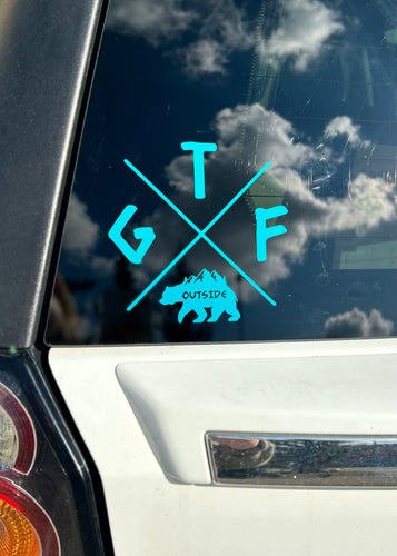 teal decal, gtf outside, gtfo, bear with mountains