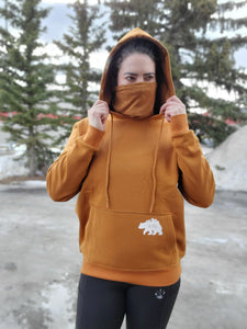 rust mask hoodie. masked hoodie. unisex. ladies. men. white bear gtfo logo. gtf outside.