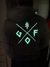 Load image into Gallery viewer, glow in the dark gtfo unisex hoodie. gtf outside. ladies. men.
