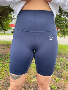 navy biker shorts with side pockets. gtf outside. gtfo. ladies shorts. 